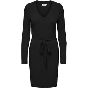 Only - ONLVENLO L/S RIB WRAP DRESS - Gebreide Jurk - Zwart