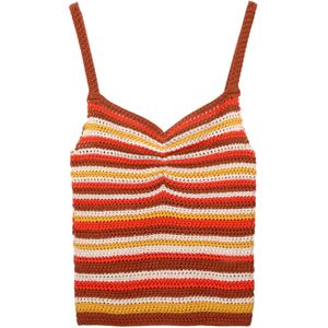 Pull&Bear Gebreide top  ecru / roestbruin / donkergeel / rood