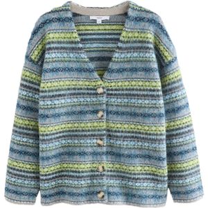 Next Gebreid vest  blauw / chocoladebruin / grijs / appel