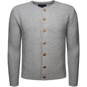 Krüger Buam - Gebreid Vest - Lichtgrijs - Normale Pasvorm - Lange Mouw