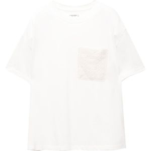 Pull&Bear Shirt  lichtbeige / wit