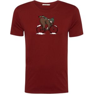 GREENBOMB Shirt 'Animal Sloth Ice'  wijnrood / zwart