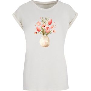 F4NT4STIC Shirt 'Rosa Frühlingsblumenstrauß in Vase'  sand / groen / rood