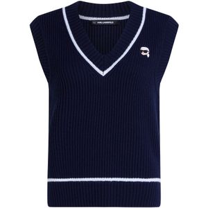 Karl Lagerfeld Gebreide bodywarmer  nachtblauw / wit