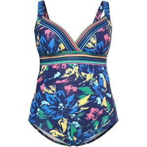 Ulla Popken Badpak  indigo / donkerblauw / oudroze