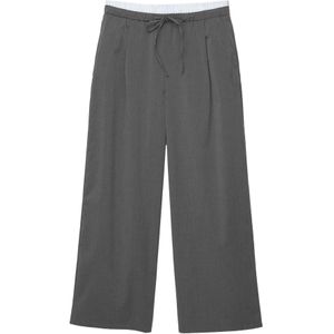 Pull&Bear Bandplooibroek  antraciet / wit