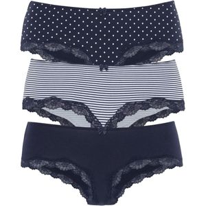 Lascana - Hipster - Marine - Katoen - 3 Stuks