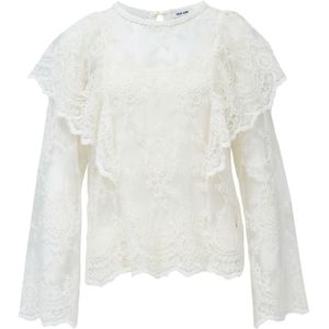 Blouse - Effen - Katoen - Tuniek Kraag - Lange Mouw - Normale Pasvorm