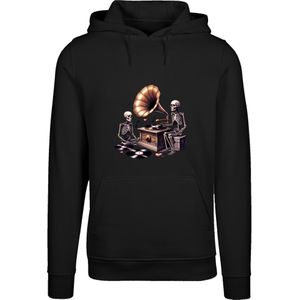 F4NT4STIC Sweatshirt 'Gothic Skeleton Vintage Vinyl Plattenspieler'  brons / aubergine / zwart