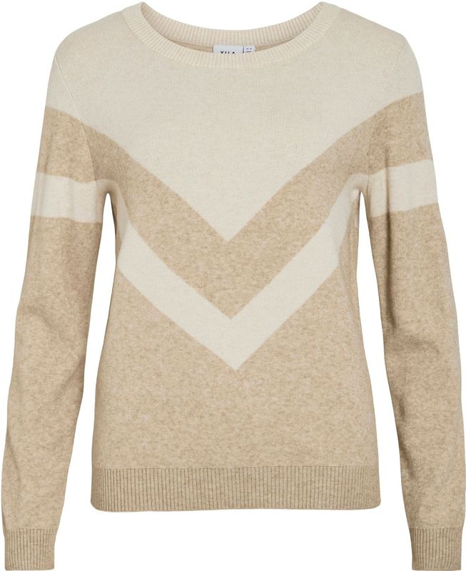 VILA Trui 'VIRil'  lichtbeige / donkerbeige