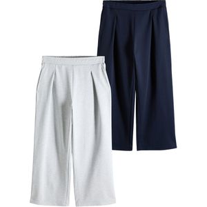The Set Bandplooibroek  navy / grijs gemêleerd