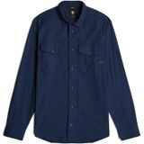 Marine - Slim Shirt - Meerkleurig - Katoen - Licht afgeronde onderkant