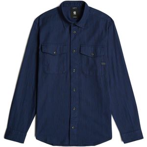 Marine - Slim Shirt - Meerkleurig - Katoen - Licht afgeronde onderkant