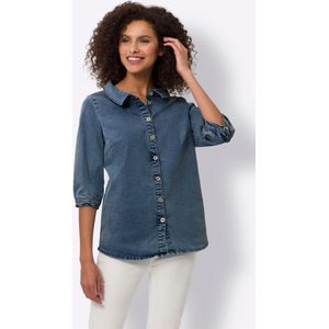 Heine - Jeans Blouse - Blue-stonewashed - 3/4-mouwen - Knoopsluiting