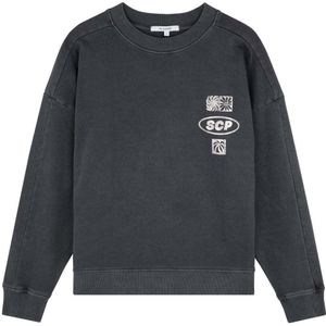 Scalpers Sweatshirt 'Moya Flow'  donkergrijs / zilver