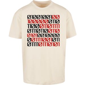 F4NT4STIC Shirt 'I Love You 01001001 Binary Code Valentinstag'  sand / rood / zwart