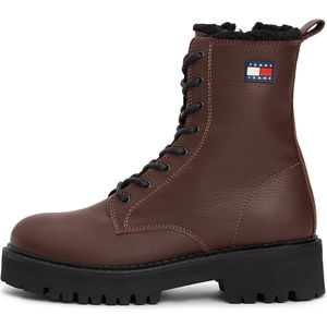Tommy Jeans Veterlaarsjes  donkerbruin