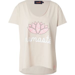 miss goodlife Shirt 'Namasté Snake'  sand / rosa / zwart / wit
