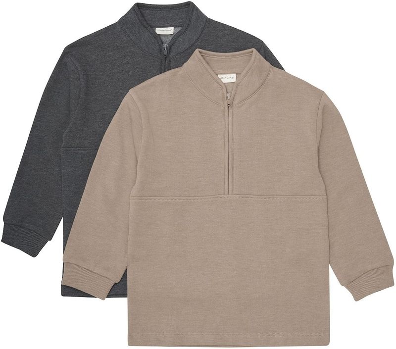 MINYMO - Sweatshirt - Antraciet - 2 Pack - Lange Mouw - Normale Pasvorm
