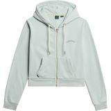 Superdry - Essential Logo Cropped Zip Hoodie - Grijs - Katoen