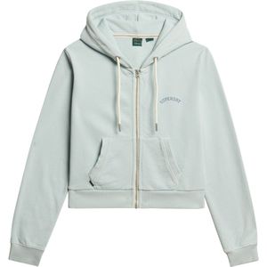 Superdry - Essential Logo Cropped Zip Hoodie - Grijs - Katoen
