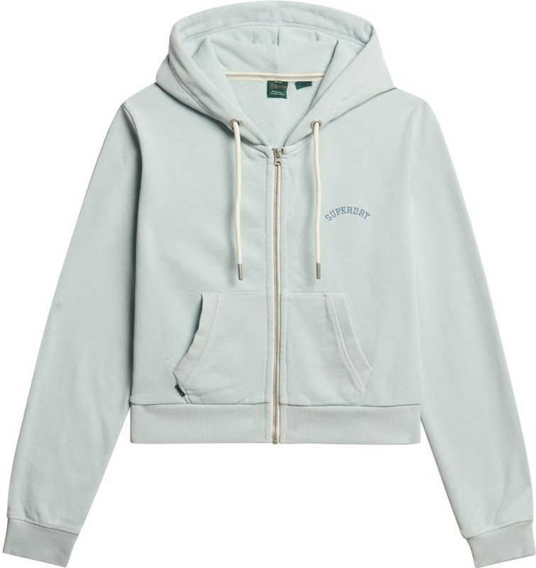 Superdry - Essential Logo Cropped Zip Hoodie - Grijs - Katoen
