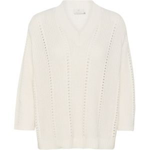 Gebreide Trui - Effen - Knitwear - V-hals - Driekwart Mouw