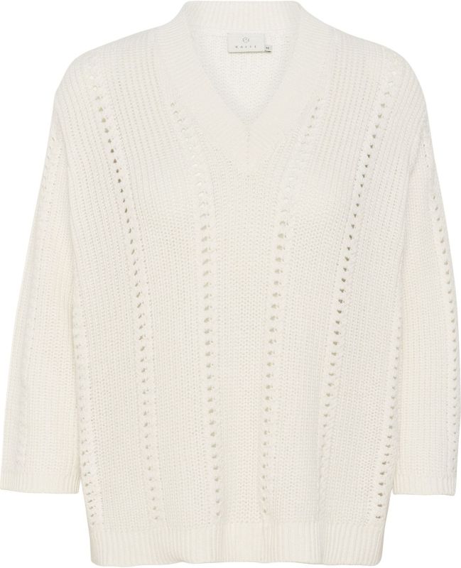 Gebreide Trui - Effen - Knitwear - V-hals - Driekwart Mouw