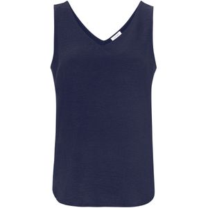 VIVANCE - Blouseshirt - Nachtblauw - Gevoerde Zoom/Rand, Effen Motief, Mouwloos