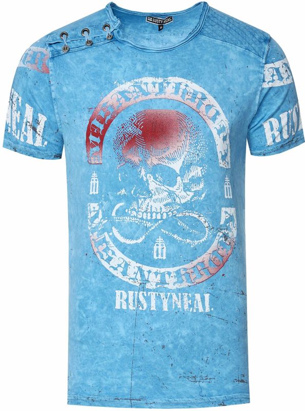 Rusty Neal - T-shirt - Gewassen - Doodshoofdprint