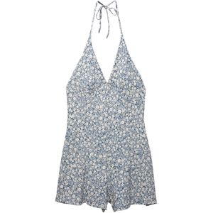 Pull&Bear Jumpsuit  blauw / wit