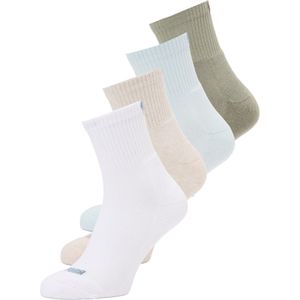 PUMA - Dames Heart Logo Short Crew 4P - Blauw/Groen Combo - Korte Sokken