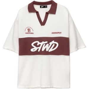 Pull&Bear Shirt  wijnrood / wit