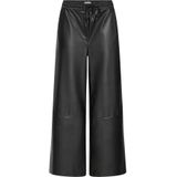ICHI - IHZOMA - Broek - Zwart - Imitatieleder - Loosefit - High Waist