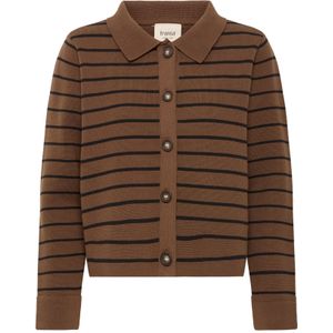 Fransa Gebreid vest 'FRITA 3'  chocoladebruin / zwart