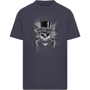 F4NT4STIC Shirt 'Guns 'N' Roses Skull And Pistols'  marine / grijs / zwart