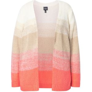 Ulla Popken Gebreid vest  beige / zalm roze / oranje gemêleerd / wit