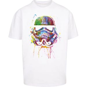 F4NT4STIC Shirt 'Star Wars Stormtrooper Paint Splats Helm Bunt'  blauw / geel / groen / wit