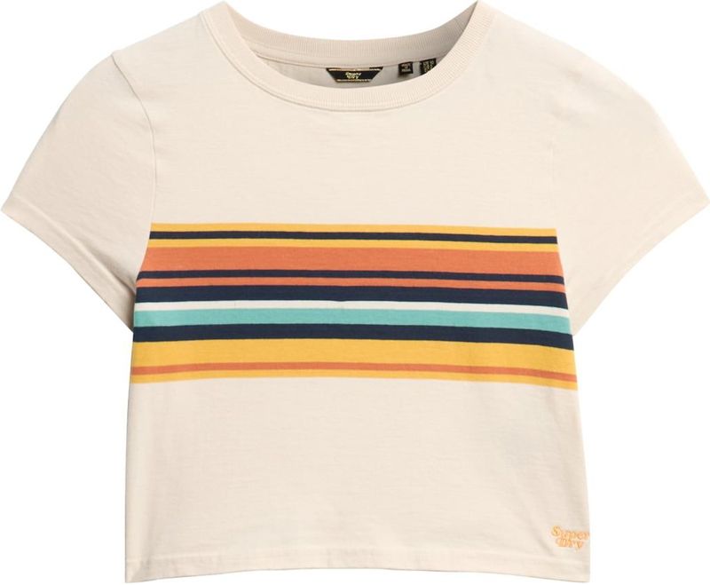 Superdry Vintage Stripe Crop T-shirt Met Korte Mouwen Beige XS Vrouw