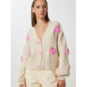 Happiness İstanbul Gebreid vest  ecru / groen / eosine