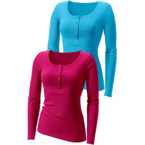 H.I.S Shirt  cyaan blauw / pink