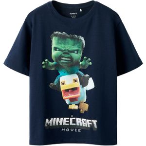 NAME IT Shirt 'NKMNIF MINECRAFT'  navy / lichtblauw / groen / wit