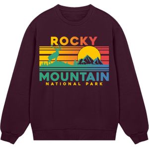 F4NT4STIC Sweatshirt 'US National Parks Rocky Mountain Sunset'  gemengde kleuren / wijnrood