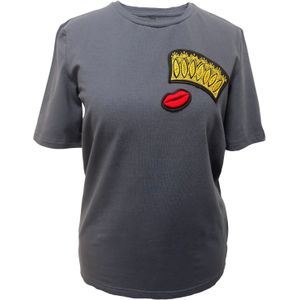 RADADA Shirt 'CROWN AND RED LIPS'  antraciet