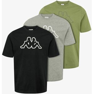 KAPPA Shirt 'Cromen'  grijs gemêleerd / olijfgroen / zwart / wit