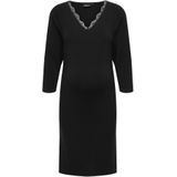 Olmlouise - Korte Jurk - Jersey - V-Hals - 3/4 Mouwen - Kanten Detail