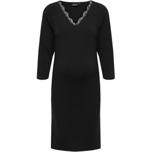 Olmlouise - Korte Jurk - Jersey - V-Hals - 3/4 Mouwen - Kanten Detail