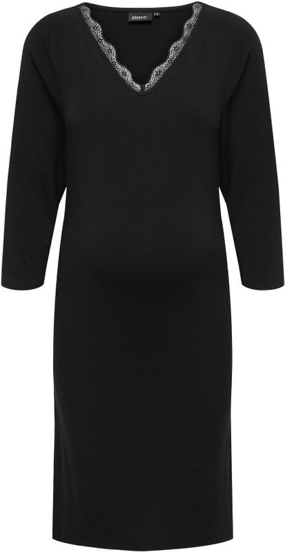 Olmlouise - Korte Jurk - Jersey - V-Hals - 3/4 Mouwen - Kanten Detail