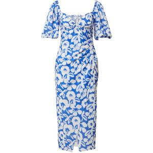 EDITED Jurk 'Blaire'  kobaltblauw / wit