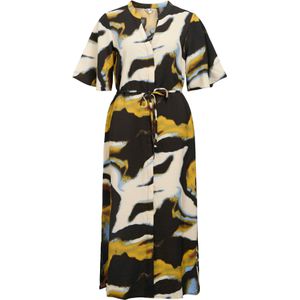 OBJECT Blousejurk 'OBJDINA'  lichtblauw / geel / zwart / wit